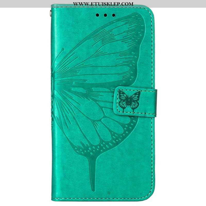 Etui Folio do Oppo Reno 8 Pro z Łańcuch Barokowy Motyl Z Paskami